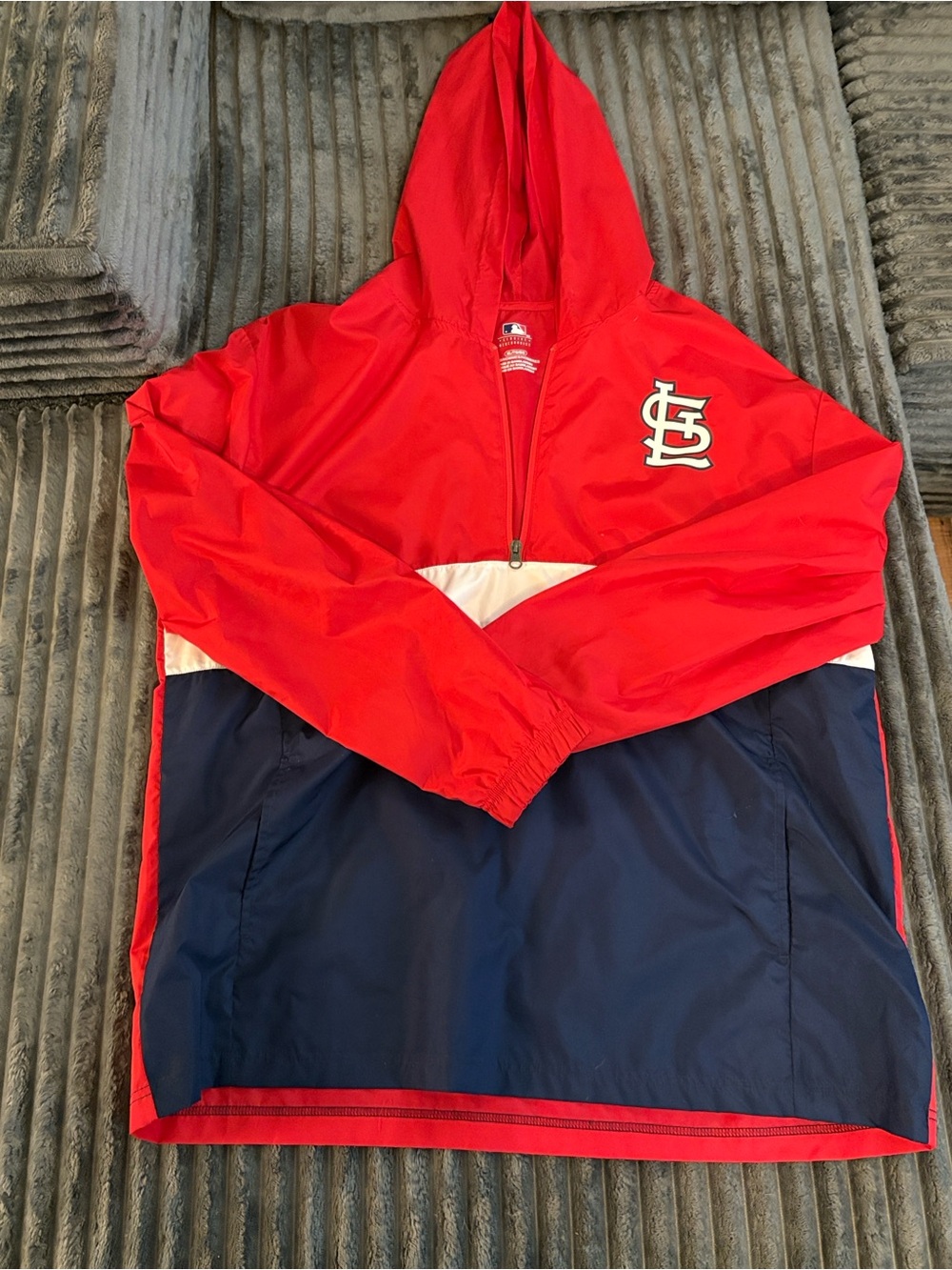 Red & Navy adult  Hooded Windbreaker